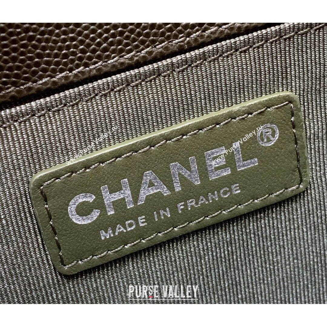 Chanel Quilted Original Haas Caviar Leather Small Boy Flap Bag Army Green/Silver (Top Quality) (SHUNY-210811070)