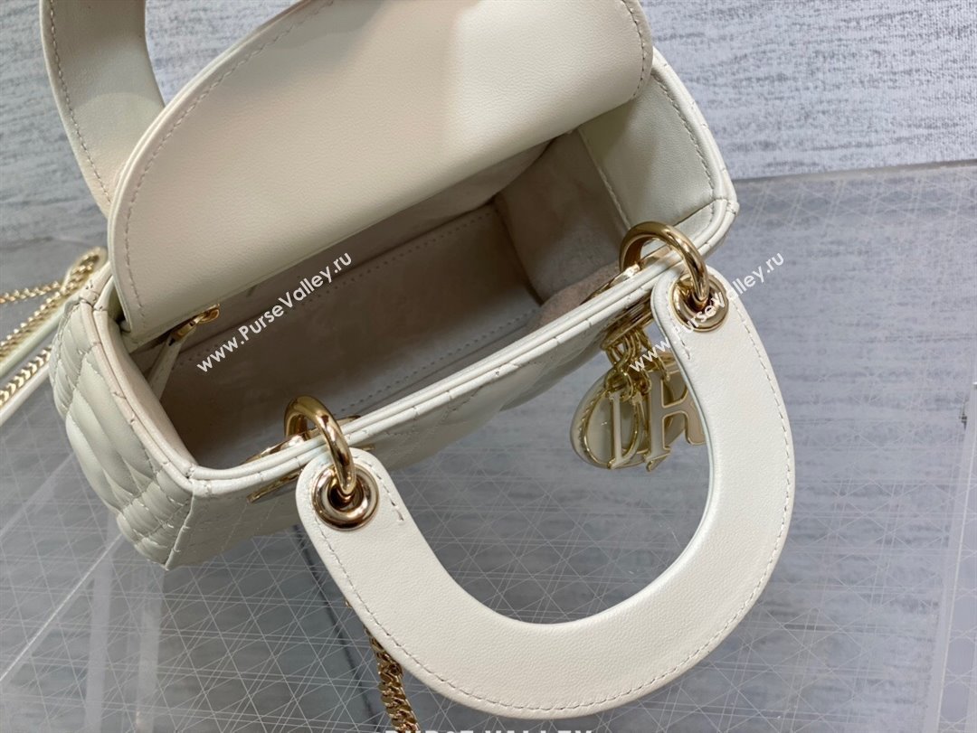 Dior Mini Lady Dior Bag in White Cannage Lambskin 2024 0523 (XXG-240523077)