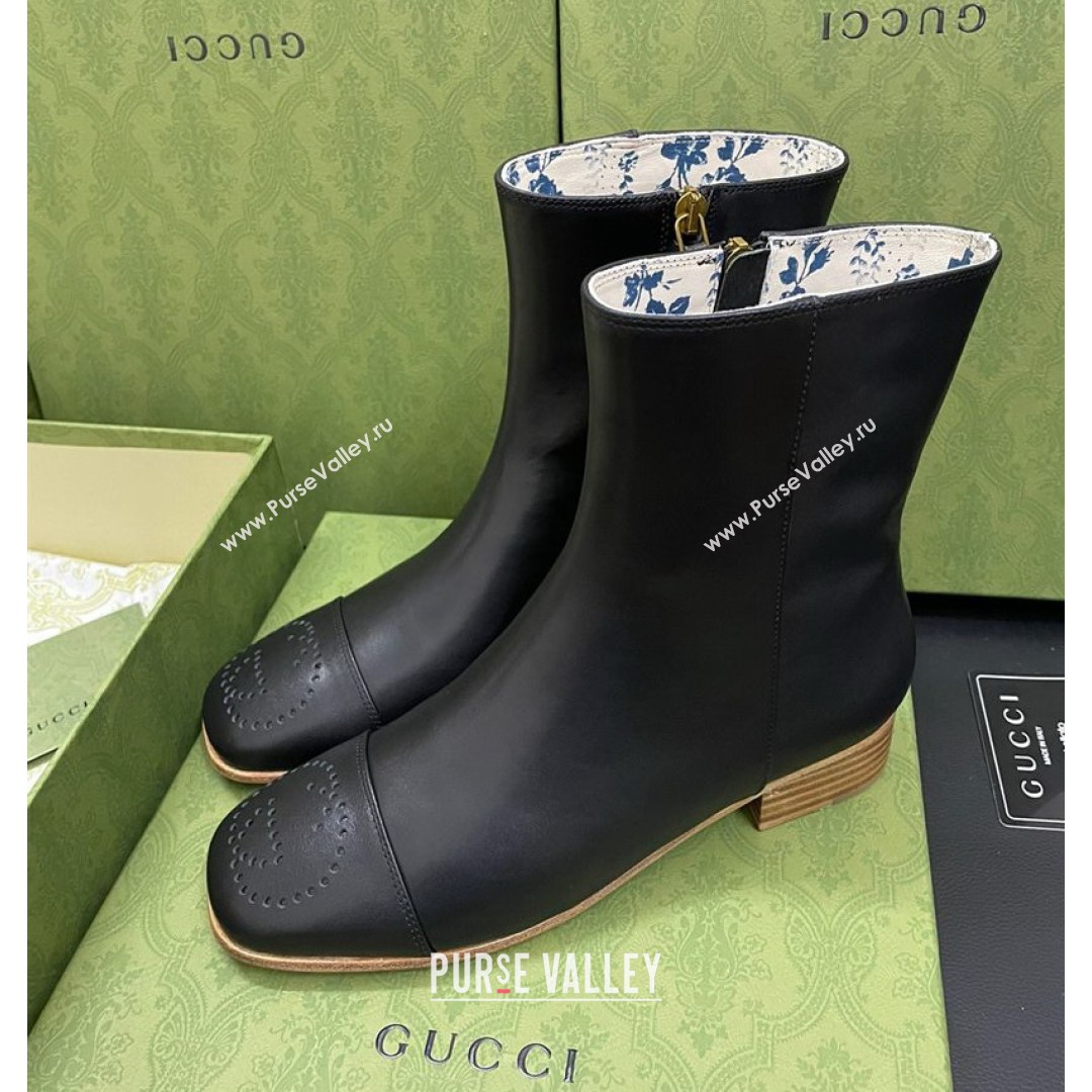 Gucci Calfskin Short Boot with Double G Toe Black 2021 (MD-21081050)