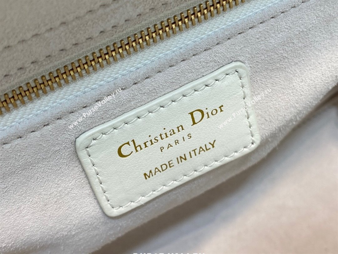 Dior Mini Lady Dior Bag in White Cannage Lambskin 2024 0523 (XXG-240523077)