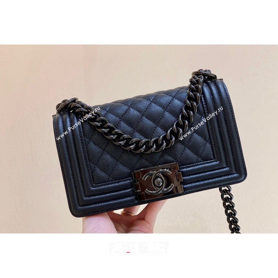 Chanel Quilted Original Haas Caviar Leather Small Boy Flap Bag All Black (Top Quality) (SHUNY-210811071)