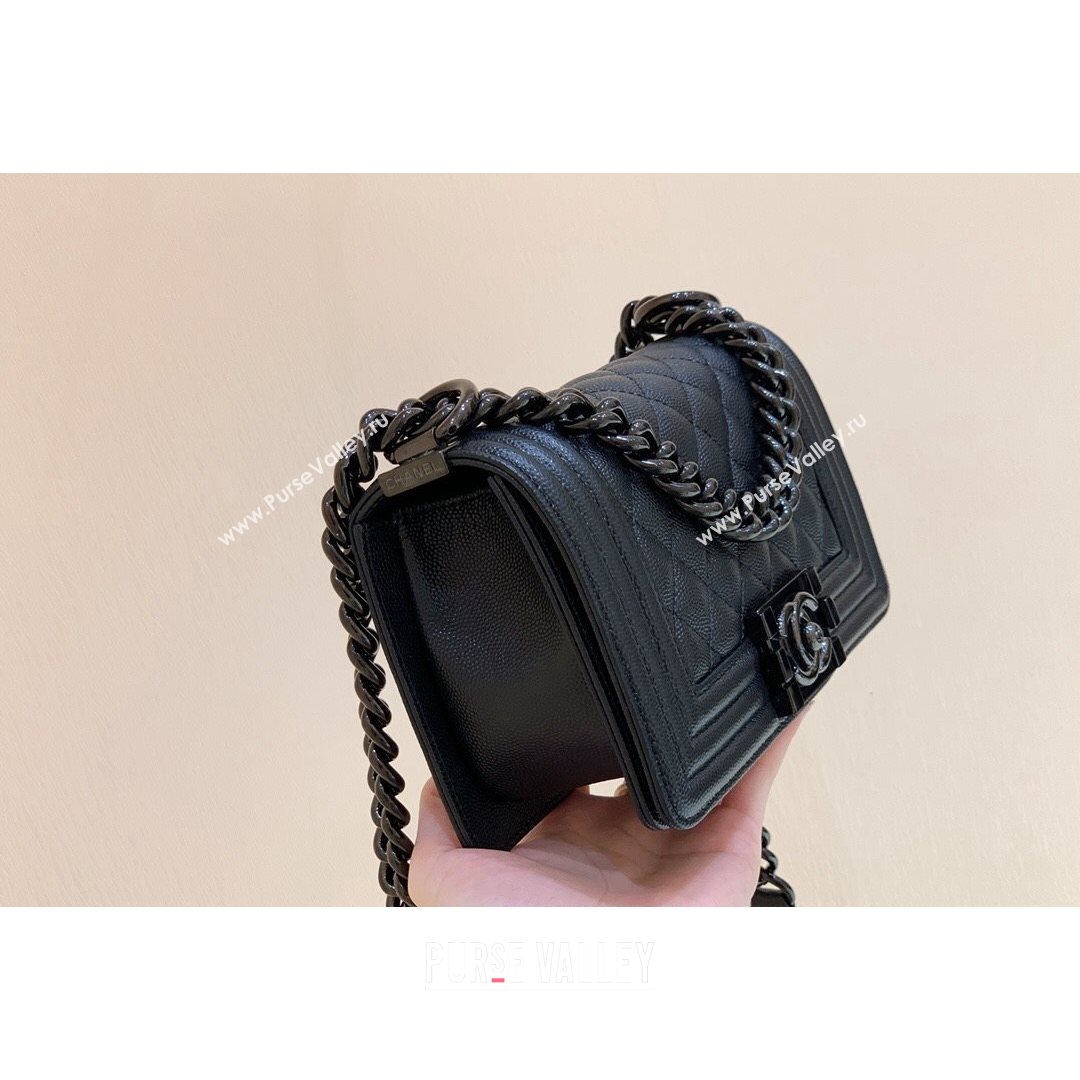 Chanel Quilted Original Haas Caviar Leather Small Boy Flap Bag All Black (Top Quality) (SHUNY-210811071)