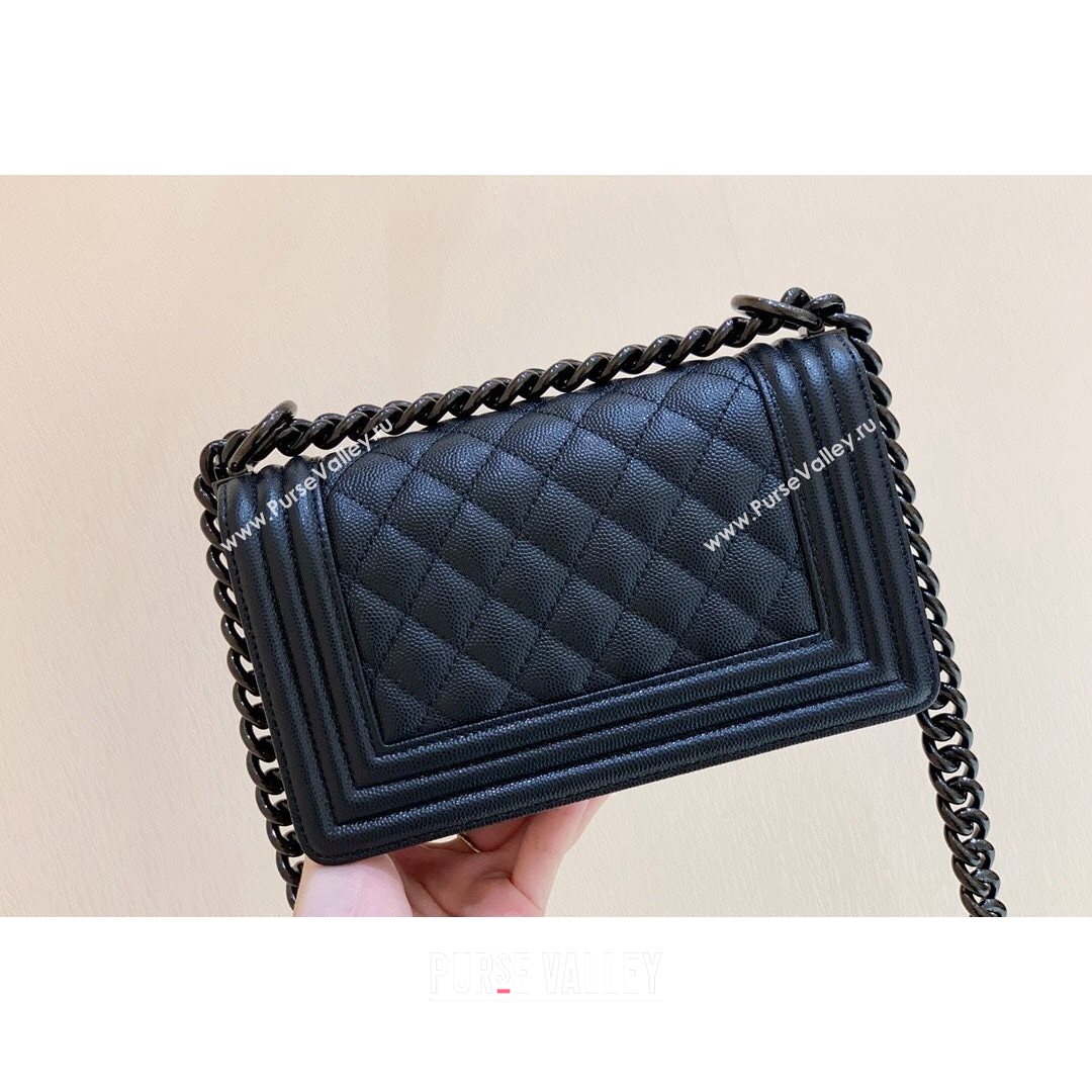 Chanel Quilted Original Haas Caviar Leather Small Boy Flap Bag All Black (Top Quality) (SHUNY-210811071)