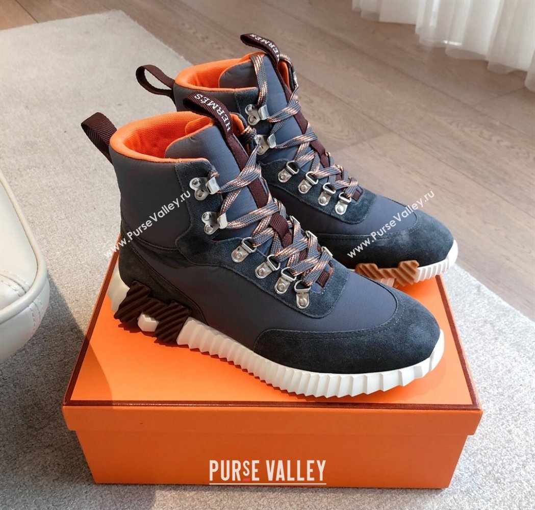 Hermes Klimb Boot Sneakers in Suede and Check Fabric Grey 2025 0226 (XC-250226042)
