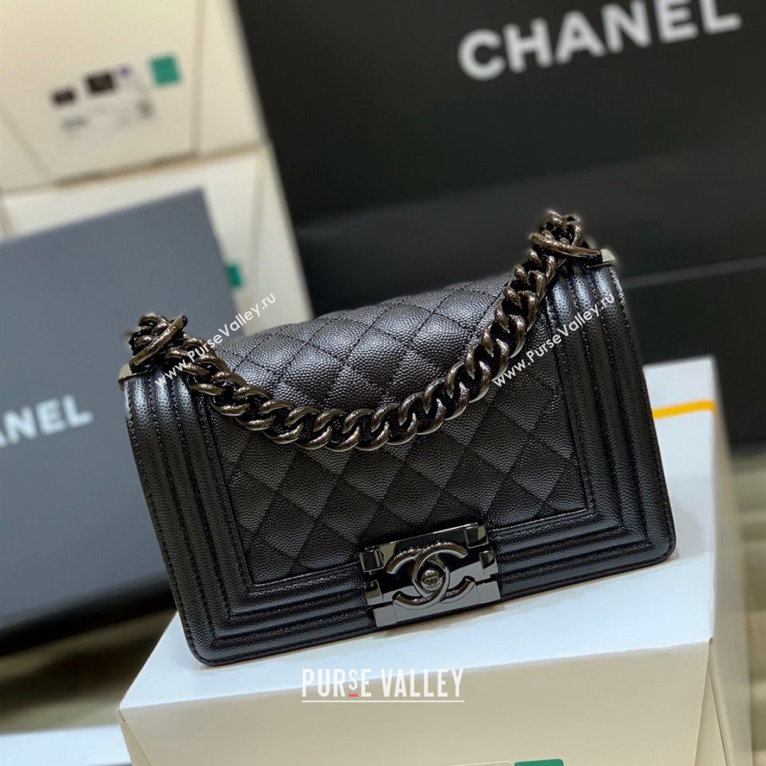 Chanel Quilted Original Haas Caviar Leather Small Boy Flap Bag All Black (Top Quality) (SHUNY-210811071)