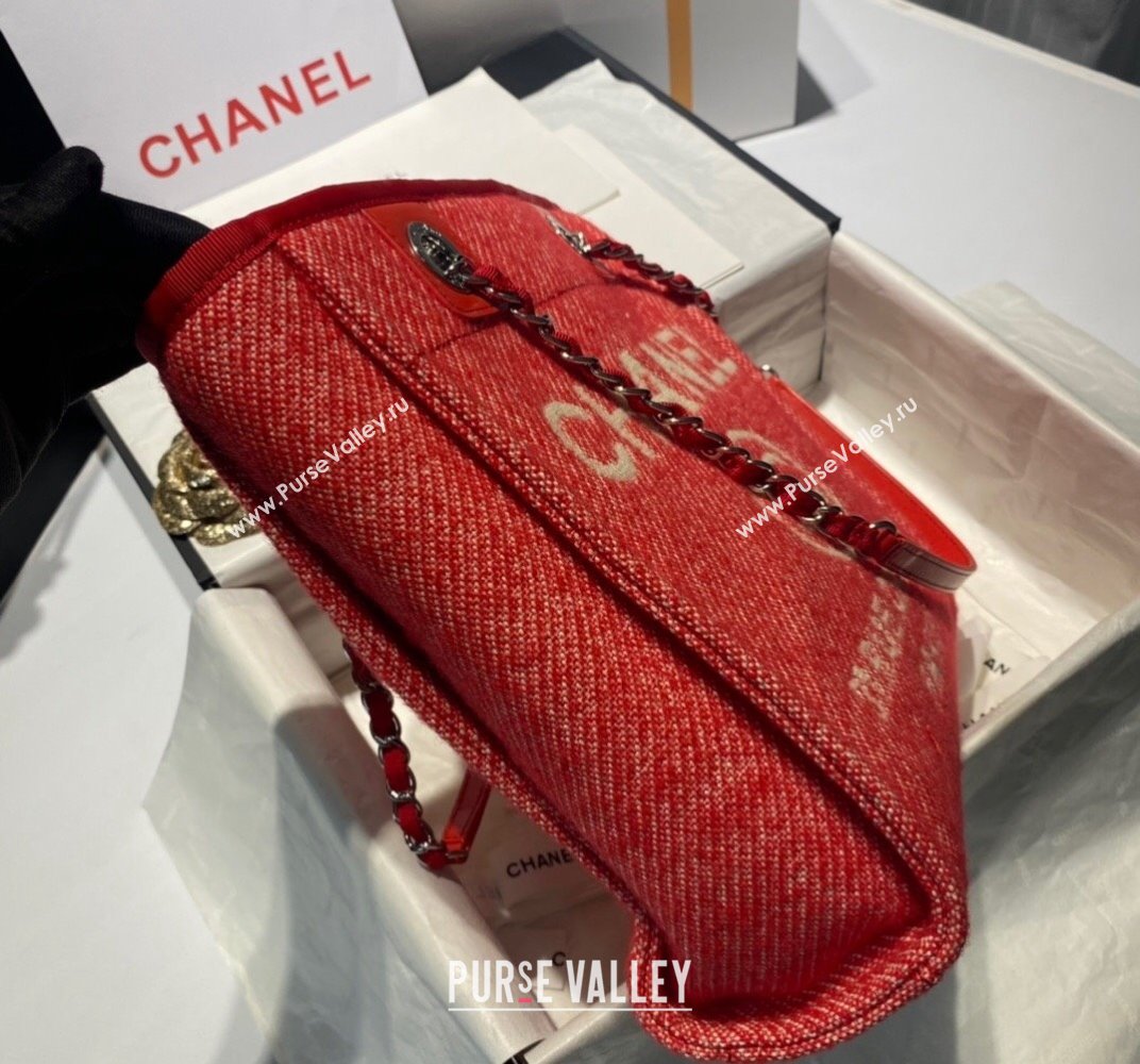 Chanel Deauville Mixed Fibers Small Shopping Bag Red 2021 (SSZ-21101257)