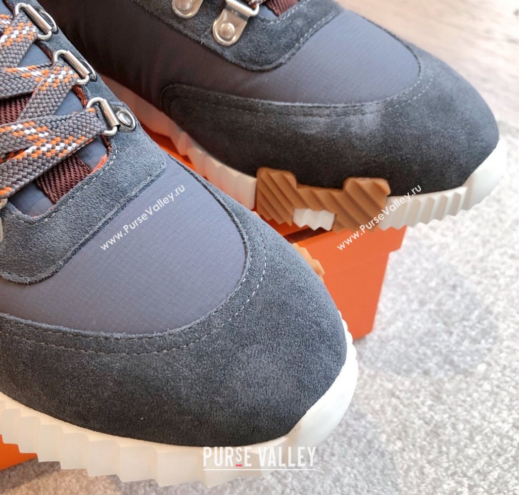 Hermes Klimb Boot Sneakers in Suede and Check Fabric Grey 2025 0226 (XC-250226042)