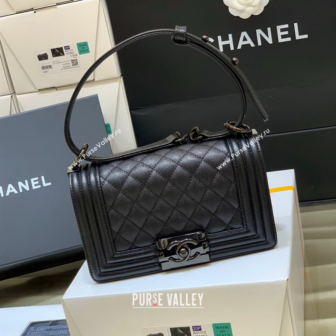 Chanel Quilted Original Haas Caviar Leather Small Boy Flap Bag All Black (Top Quality) (SHUNY-210811071)