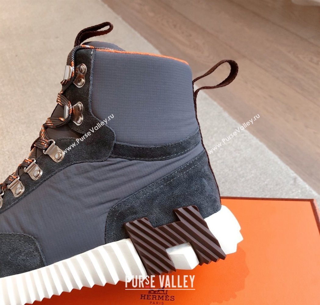 Hermes Klimb Boot Sneakers in Suede and Check Fabric Grey 2025 0226 (XC-250226042)