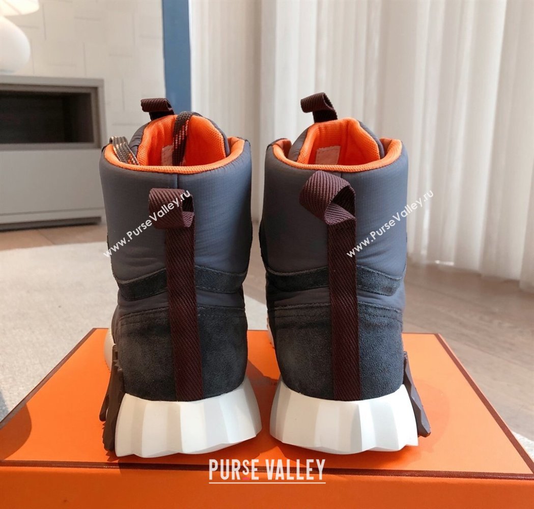 Hermes Klimb Boot Sneakers in Suede and Check Fabric Grey 2025 0226 (XC-250226042)