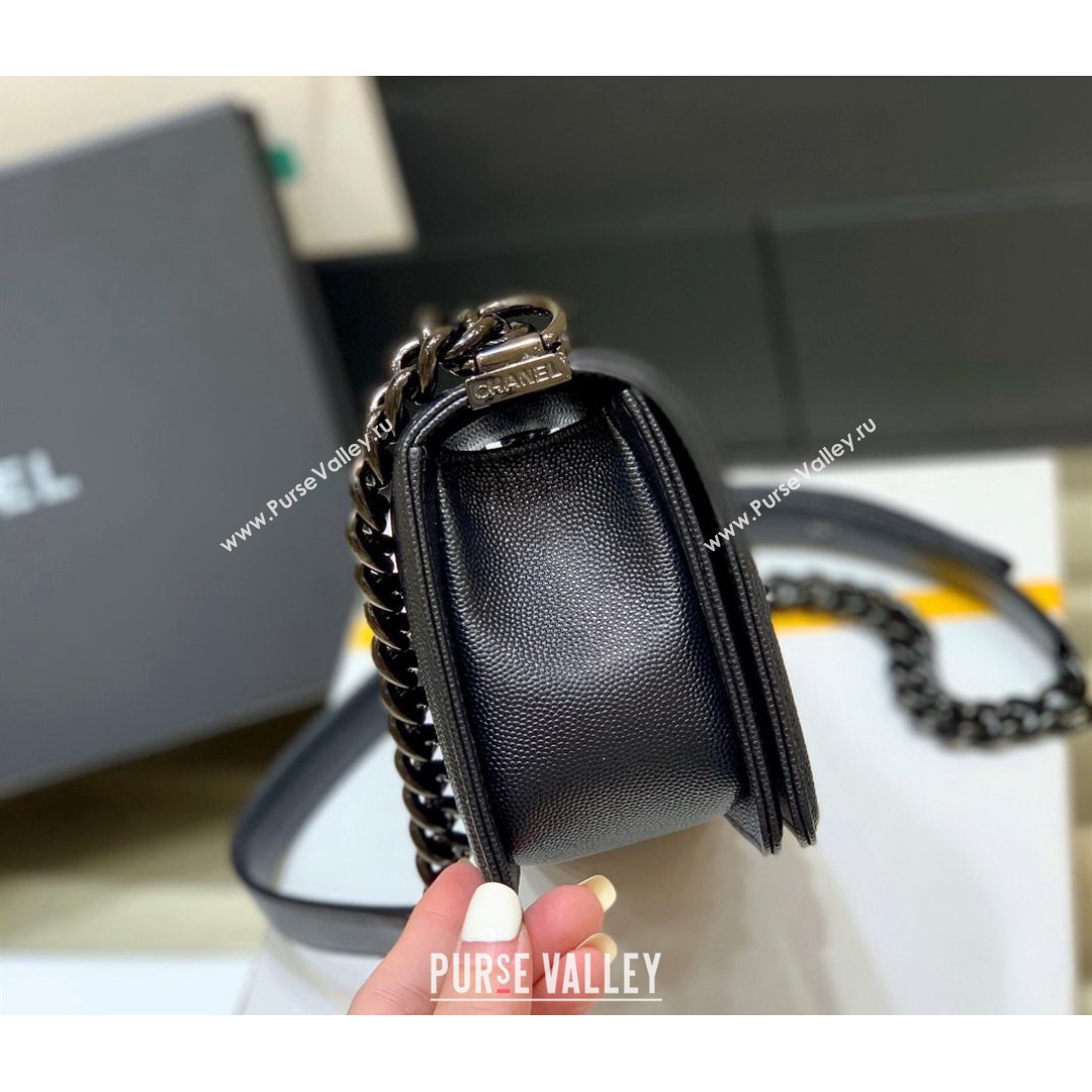 Chanel Quilted Original Haas Caviar Leather Small Boy Flap Bag All Black (Top Quality) (SHUNY-210811071)