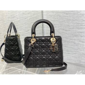 Dior Medium Lady Dior Bag in Black Cannage Lambskin 2024 0523 (XXG-240523079)