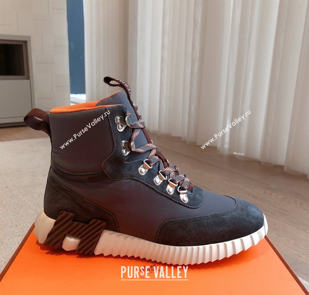 Hermes Klimb Boot Sneakers in Suede and Check Fabric Grey 2025 0226 (XC-250226042)