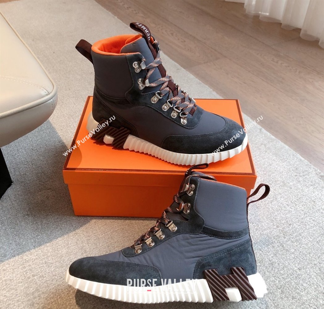Hermes Klimb Boot Sneakers in Suede and Check Fabric Grey 2025 0226 (XC-250226042)