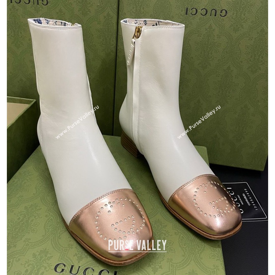 Gucci Calfskin Short Boot with Double G Toe White 2021 (MD-21081052)