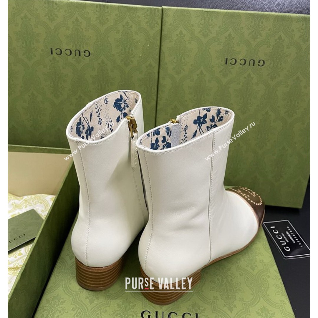 Gucci Calfskin Short Boot with Double G Toe White 2021 (MD-21081052)