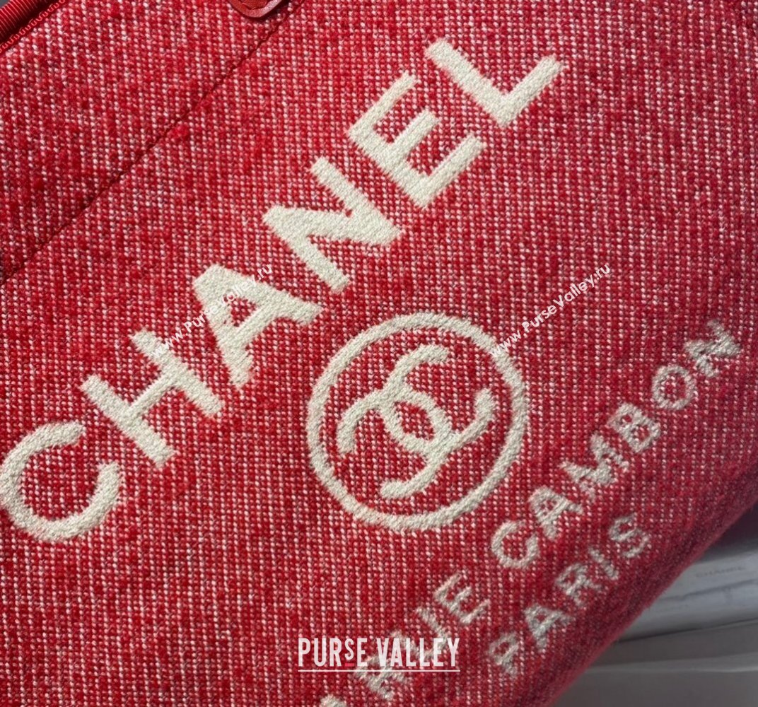 Chanel Deauville Mixed Fibers Medium Shopping Bag A67001 Red 2021 (SSZ-21101258)