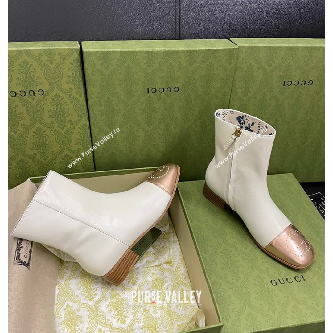 Gucci Calfskin Short Boot with Double G Toe White 2021 (MD-21081052)