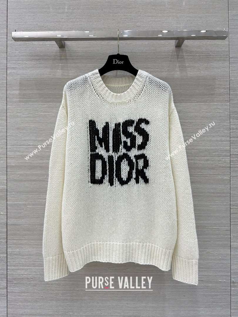 Dior Miss Dior Cashmere Silk Long Sweater CH101813 White 2024 (Q-24101813)
