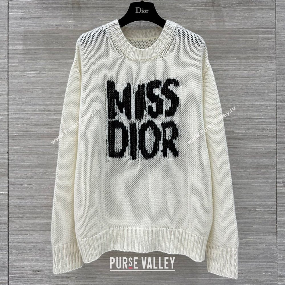 Dior Miss Dior Cashmere Silk Long Sweater CH101813 White 2024 (Q-24101813)