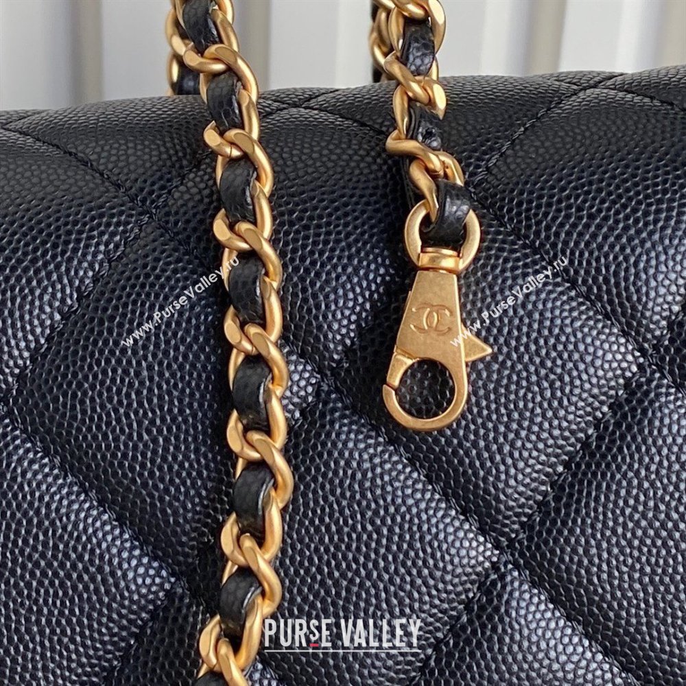 Chanel Grained Shiny Calfskin Small Flap bag with Top Handle AS5166 Black 2024 (yezi-241106132)