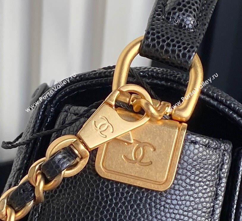 Chanel Grained Shiny Calfskin Small Flap bag with Top Handle AS5166 Black 2024 (yezi-241106132)