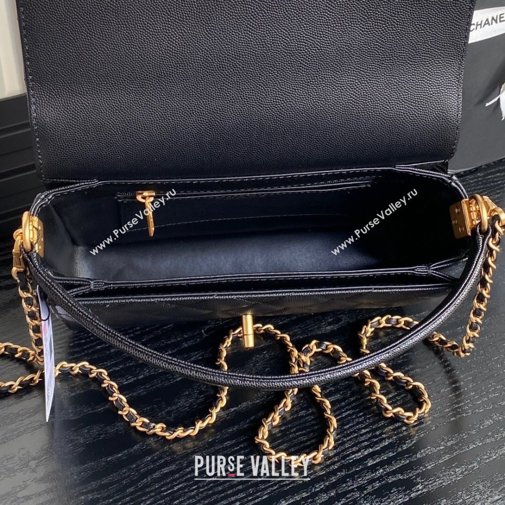 Chanel Grained Shiny Calfskin Small Flap bag with Top Handle AS5166 Black 2024 (yezi-241106132)