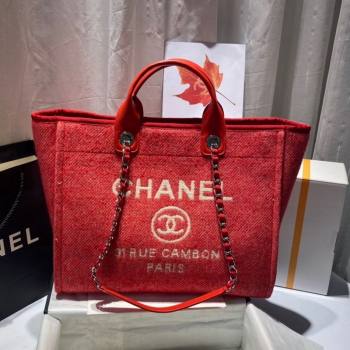 Chanel Deauville Mixed Fibers Large Shopping Bag A66941 Red 2021 (SSZ-21101259)