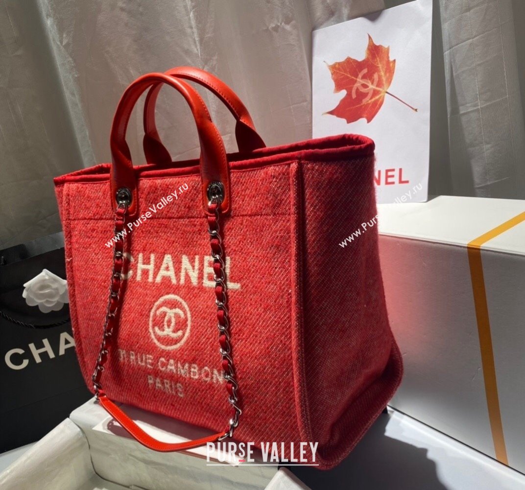 Chanel Deauville Mixed Fibers Large Shopping Bag A66941 Red 2021 (SSZ-21101259)