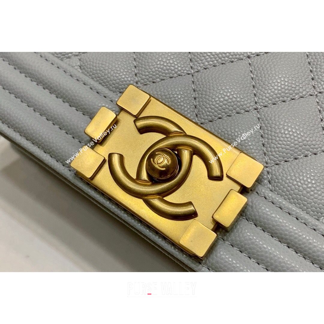 Chanel Quilted Original Haas Caviar Leather Small Boy Flap Bag Grey/Gold (Top Quality) (SHUNY-210811072)