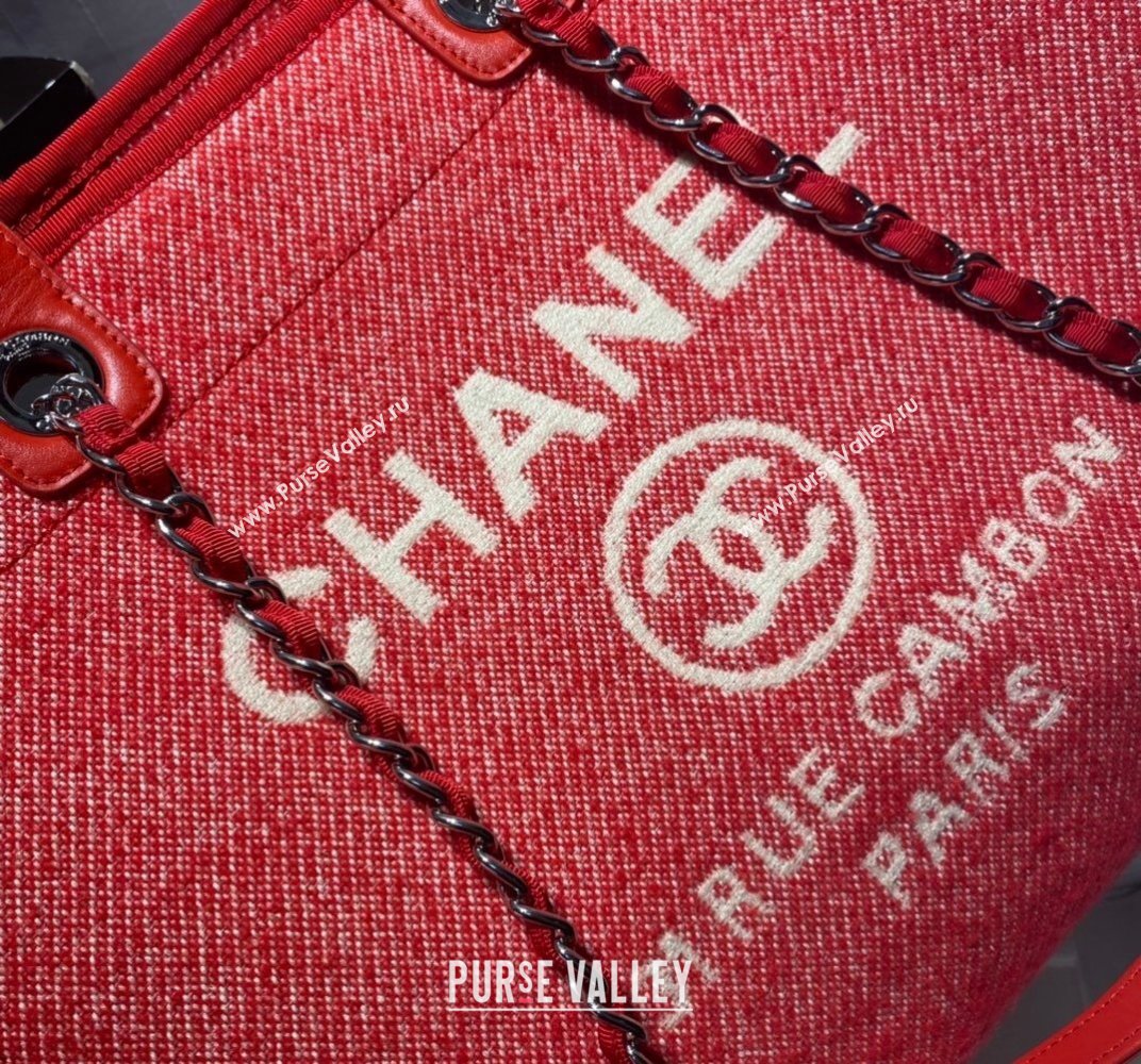 Chanel Deauville Mixed Fibers Large Shopping Bag A66941 Red 2021 (SSZ-21101259)