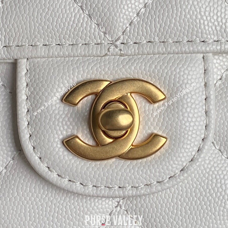 Chanel Grained Shiny Calfskin Small Flap bag with Top Handle AS5166 White 2024 (yezi-241106133)