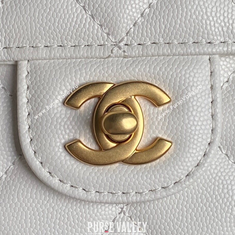 Chanel Grained Shiny Calfskin Small Flap bag with Top Handle AS5166 White 2024 (yezi-241106133)