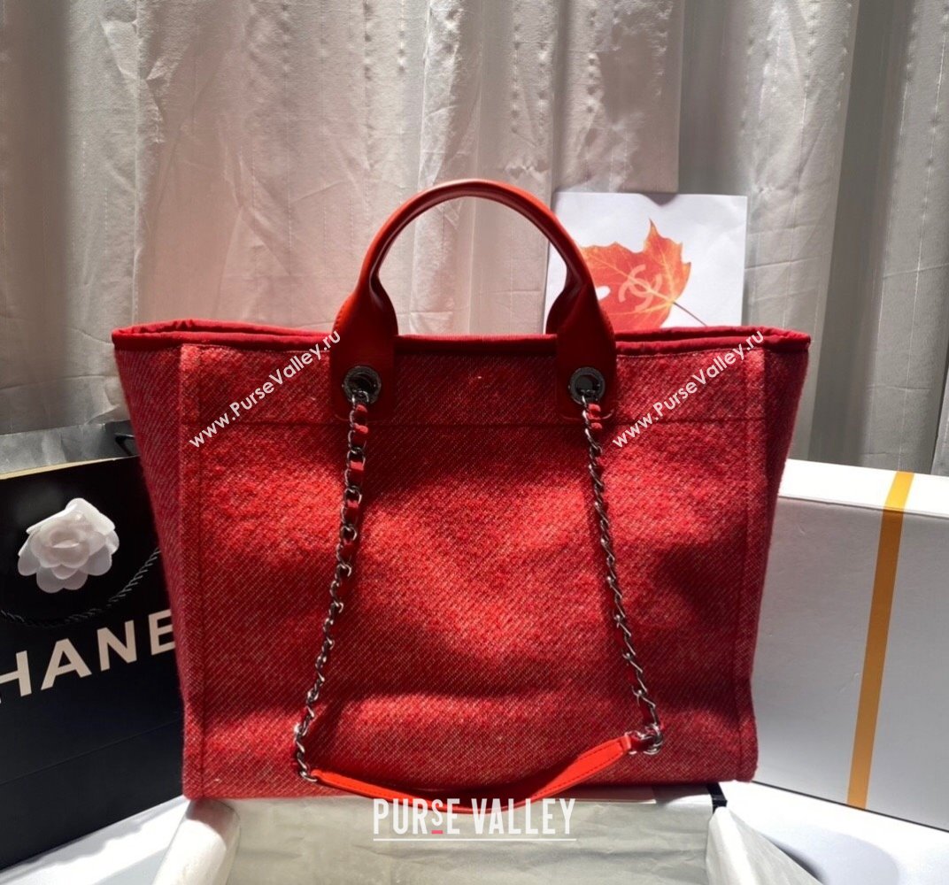 Chanel Deauville Mixed Fibers Large Shopping Bag A66941 Red 2021 (SSZ-21101259)