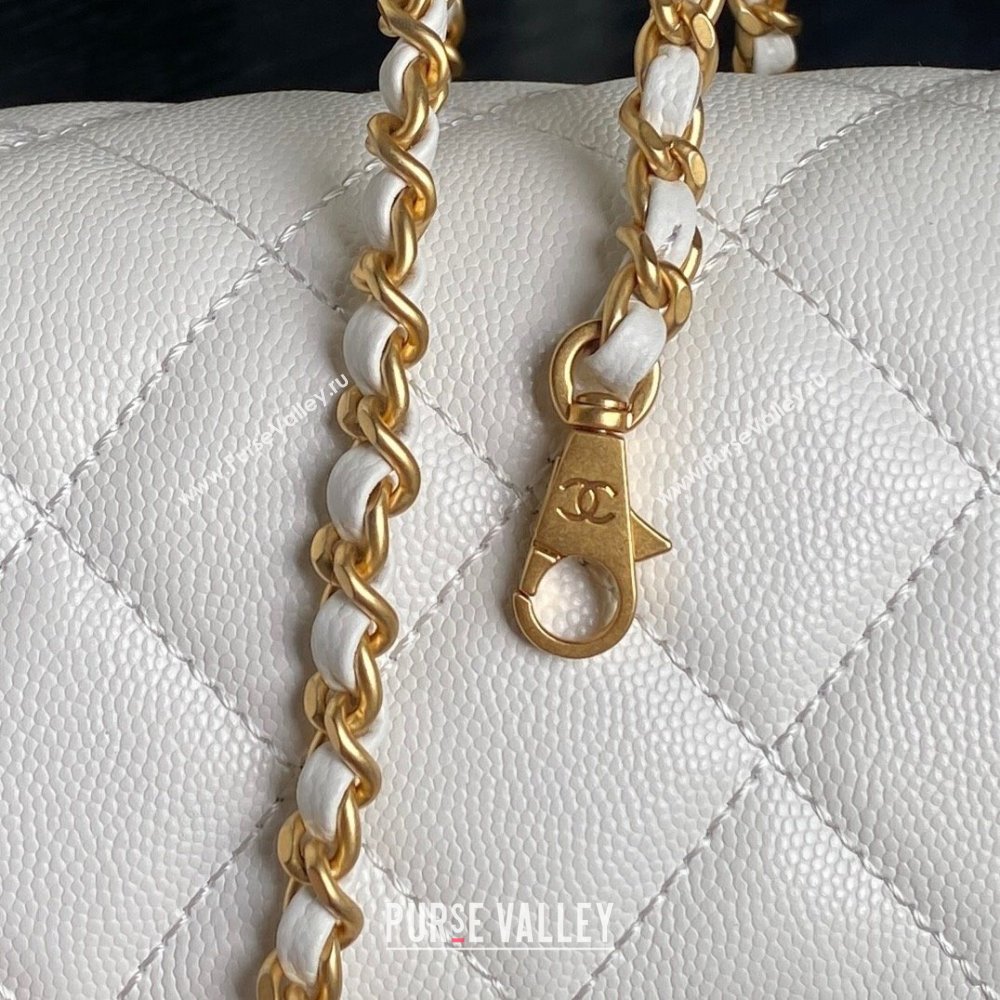 Chanel Grained Shiny Calfskin Small Flap bag with Top Handle AS5166 White 2024 (yezi-241106133)