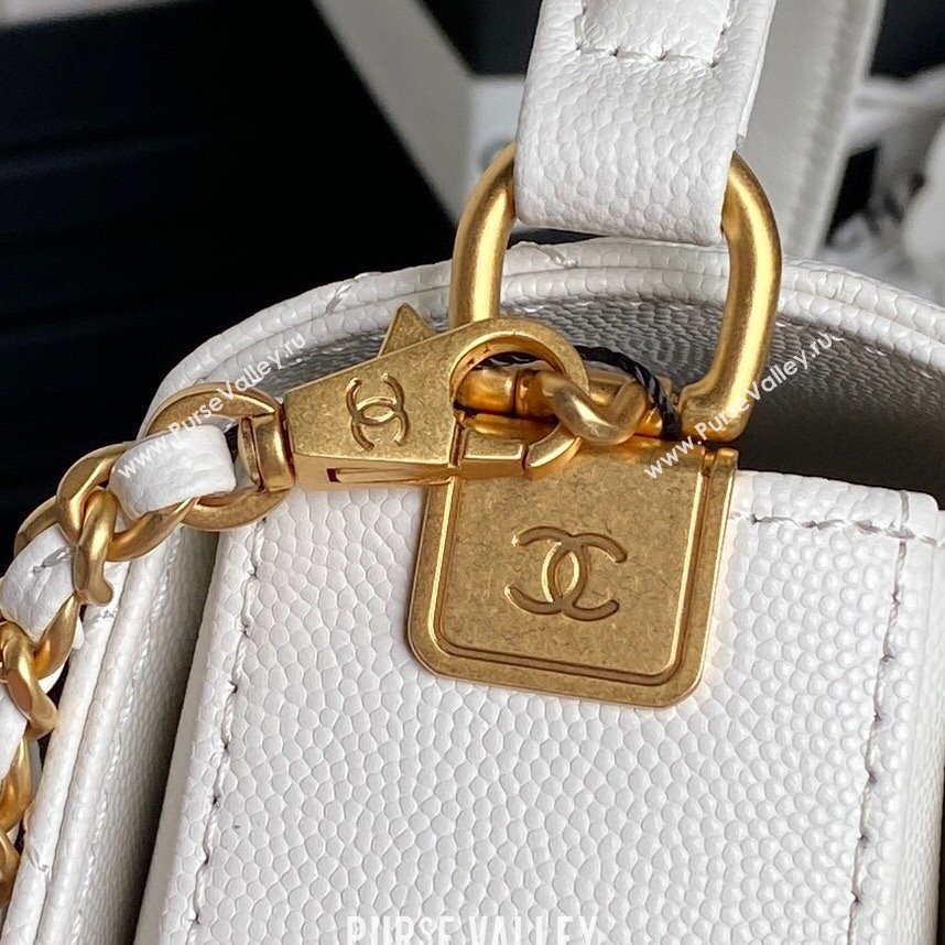 Chanel Grained Shiny Calfskin Small Flap bag with Top Handle AS5166 White 2024 (yezi-241106133)