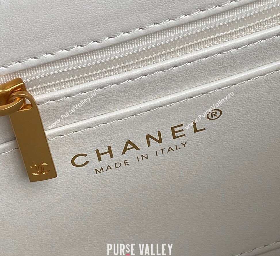 Chanel Grained Shiny Calfskin Small Flap bag with Top Handle AS5166 White 2024 (yezi-241106133)