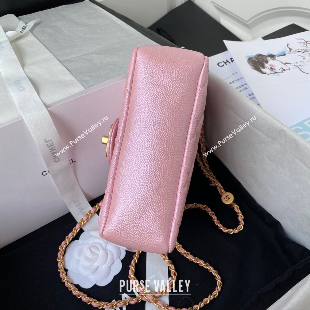 Chanel Iridescent Grained Calfskin Mini Flap Bag AS2855 Pink 02 2021 (JY-21101219)