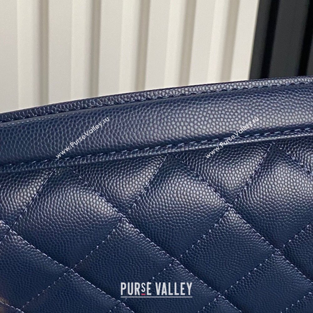 Chanel Grained Shiny Calfskin Small Flap bag with Top Handle AS5166 Navy Blue 2024 (yezi-241106134)