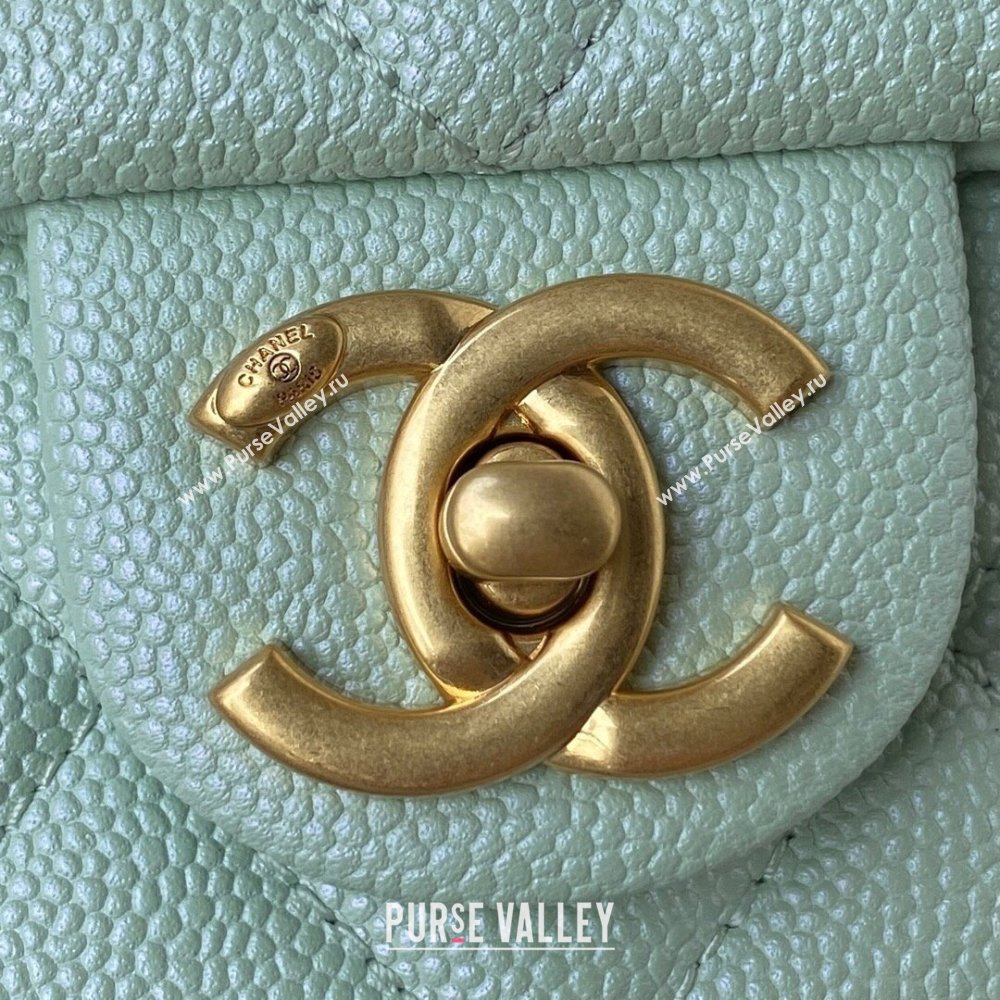 Chanel Iridescent Grained Calfskin Mini Flap Bag AS2855 Light Green 2021 (JY-21101217)