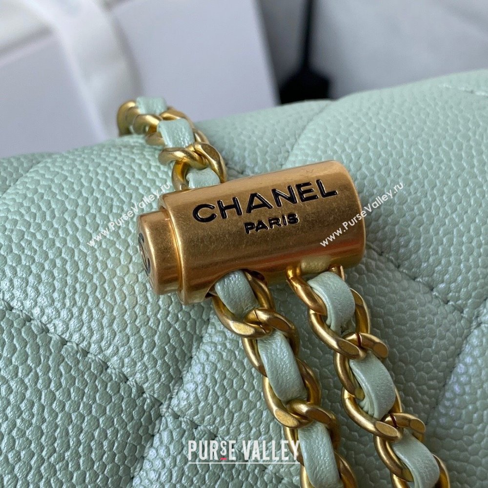 Chanel Iridescent Grained Calfskin Mini Flap Bag AS2855 Light Green 2021 (JY-21101217)