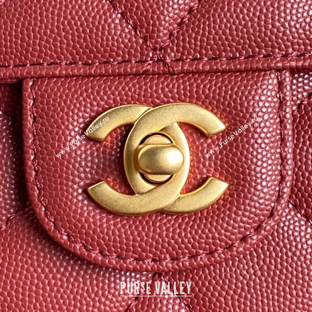 Chanel Grained Shiny Calfskin Small Flap bag with Top Handle AS5166 Red 2024 (yezi-241106135)