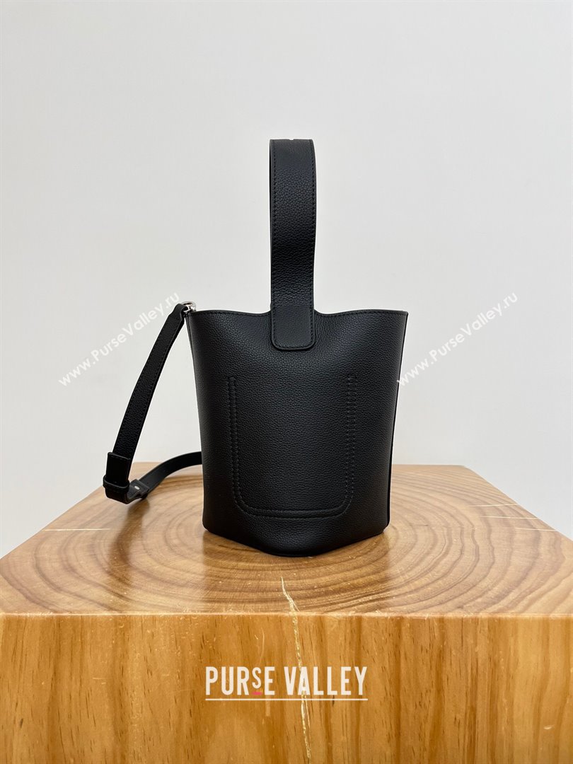 Loewe Mini Pebble Bucket bag in Soft Grained Calfskin 9047 Black 2024 Top (KE-24090220)