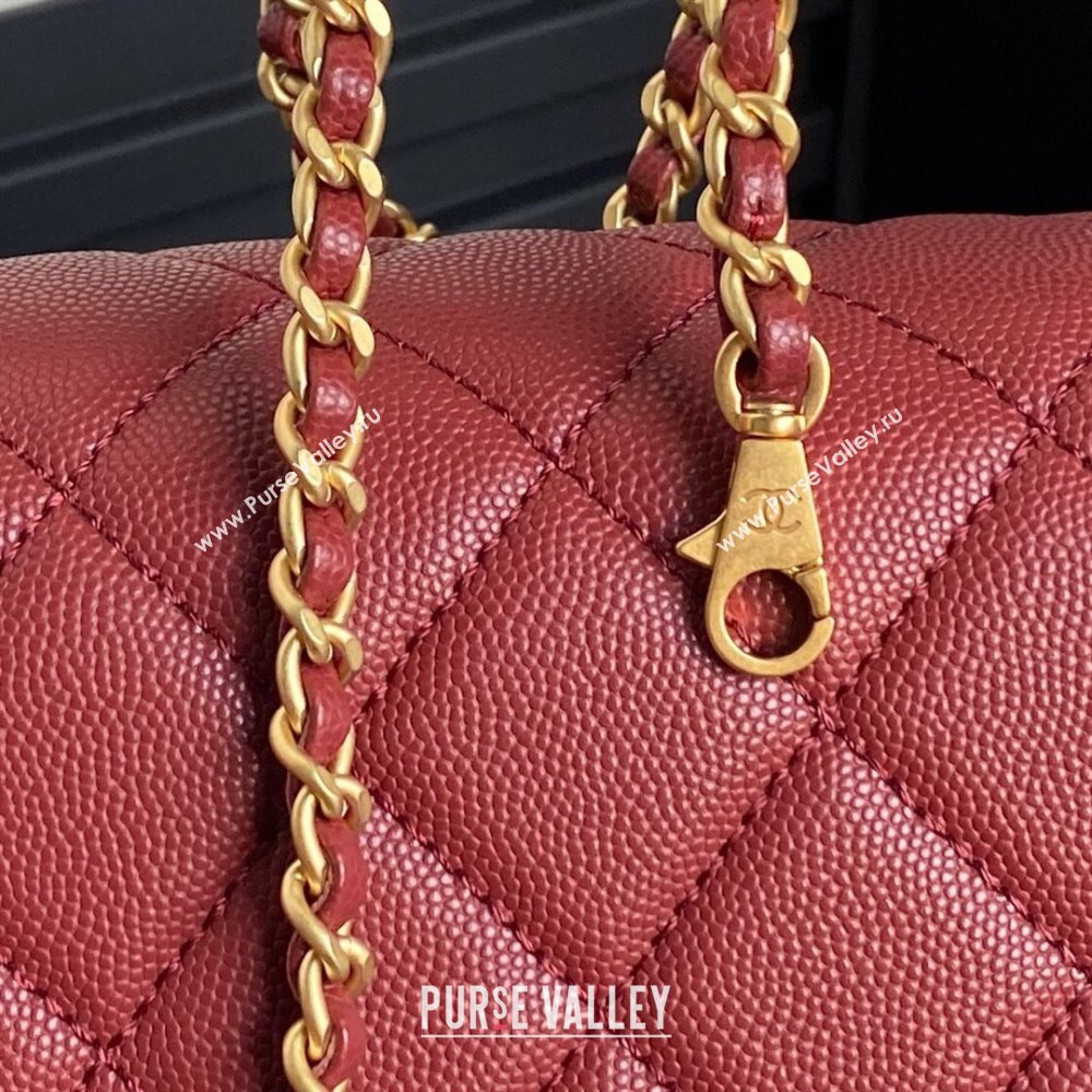 Chanel Grained Shiny Calfskin Small Flap bag with Top Handle AS5166 Red 2024 (yezi-241106135)