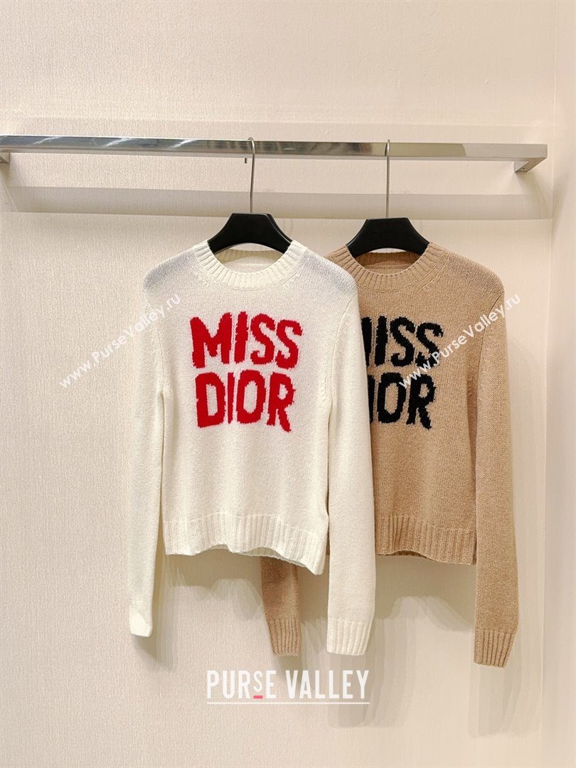 Dior Miss Dior Cashmere Silk Sweater CH101817 White/Red 2024 (Q-24101817)