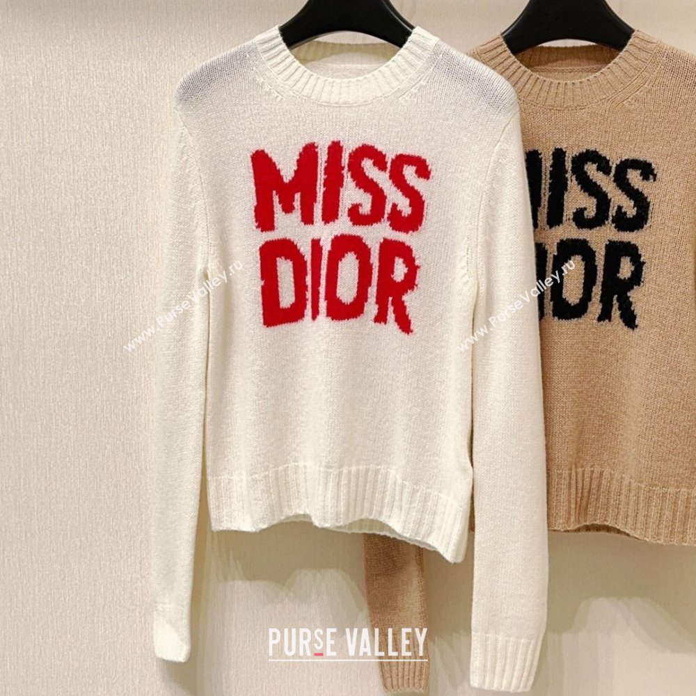 Dior Miss Dior Cashmere Silk Sweater CH101817 White/Red 2024 (Q-24101817)