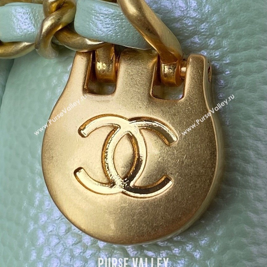 Chanel Iridescent Grained Calfskin Mini Flap Bag AS2855 Light Green 2021 (JY-21101217)