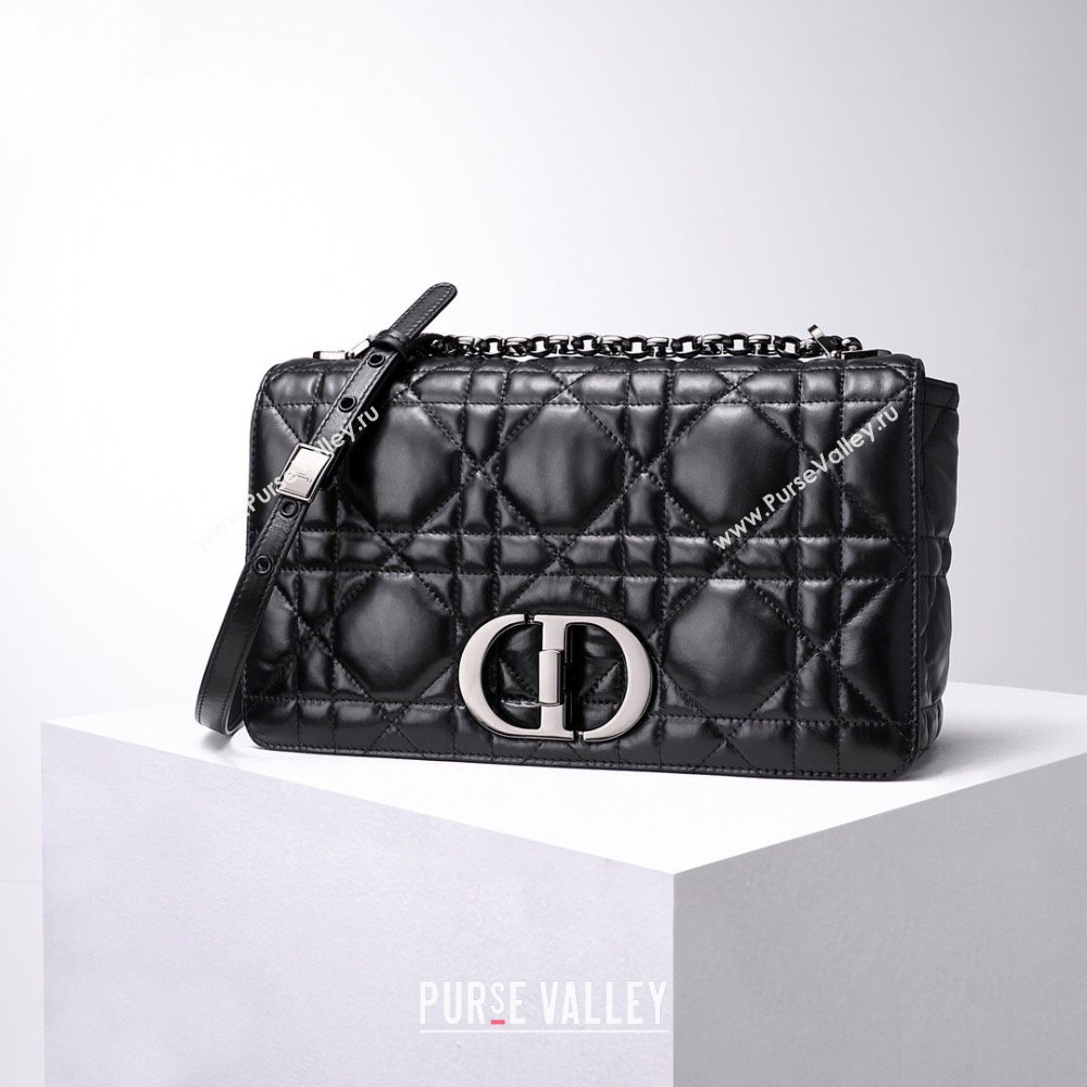 Dior Large Caro Chain Bag in Quilted Macrocannage Calfskin Black 2024 (DMZ-24052230)