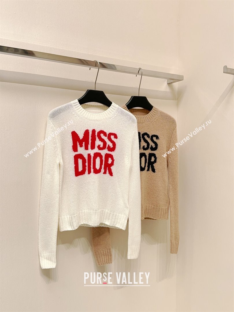 Dior Miss Dior Cashmere Silk Sweater CH101817 White/Red 2024 (Q-24101817)