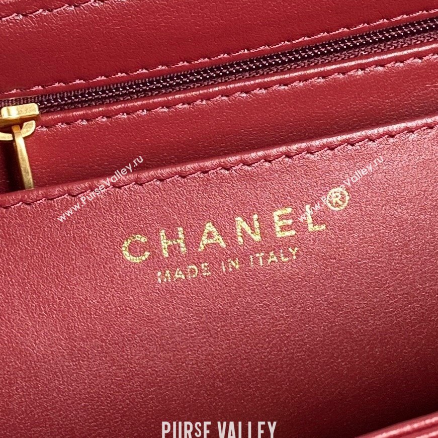 Chanel Grained Shiny Calfskin Small Flap bag with Top Handle AS5166 Red 2024 (yezi-241106135)